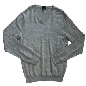 J. Crew Gray Merino Wool Slim V-neck Sweater M